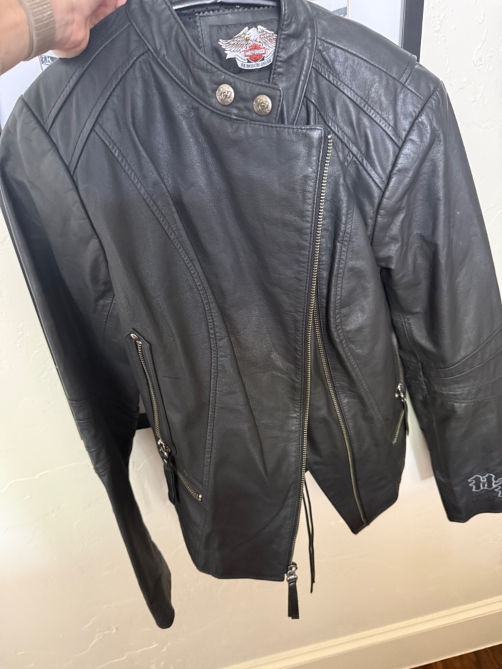 Harley-Davidson Black Leather Asymmetric Moto Jacket